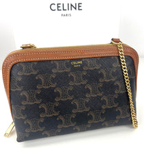 Load image into Gallery viewer, Celine clutch on chain in triomphe canvas and lambskin