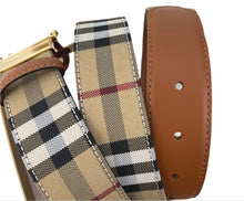 Load image into Gallery viewer, Burberry Check TB belt size 90 reversible
