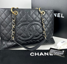 Load image into Gallery viewer, CHANEL GST grand shopping tote in black caviar