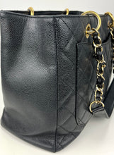 Load image into Gallery viewer, CHANEL GST grand shopping tote in black caviar