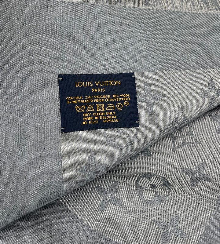 Louis Vuitton monogram shine shawl charcoral grey – Lady