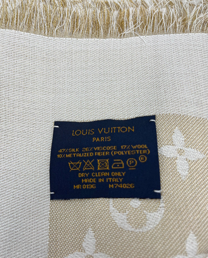 Louis Vuitton shine shawl white/gold – Lady Clara's Collection