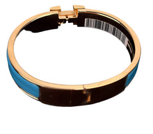Load image into Gallery viewer, Hermes Clic H enamel rose gold bleu