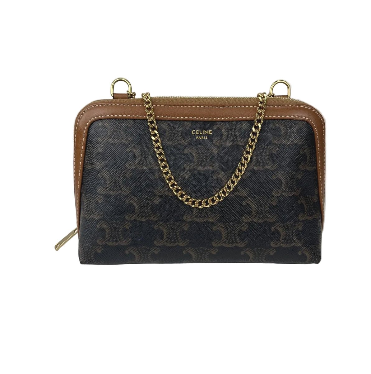 Celine clutch on chain in triomphe canvas and lambskin – Lady
