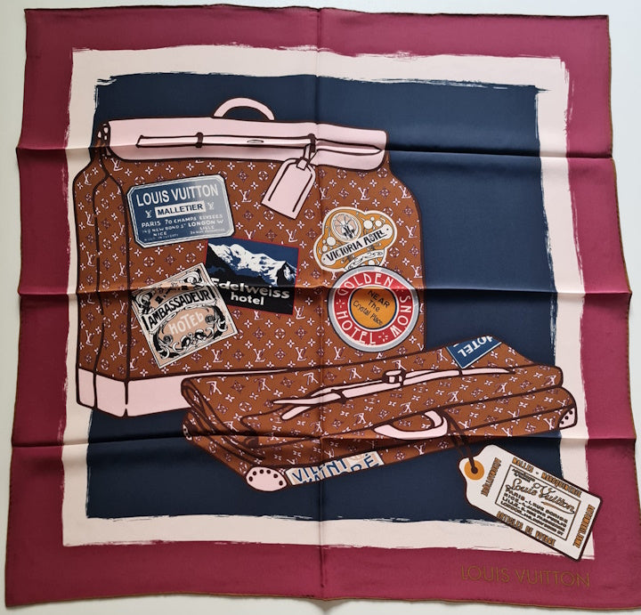 LOUIS VUITTON シルク Louis Vuitton articles de voyage silk square scarf – Lady Clara's