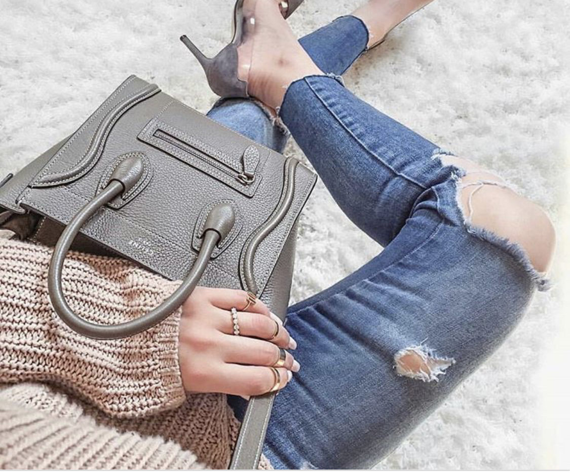 Celine nano luggage in baby drummed calfskin Kohl Lady Clara s