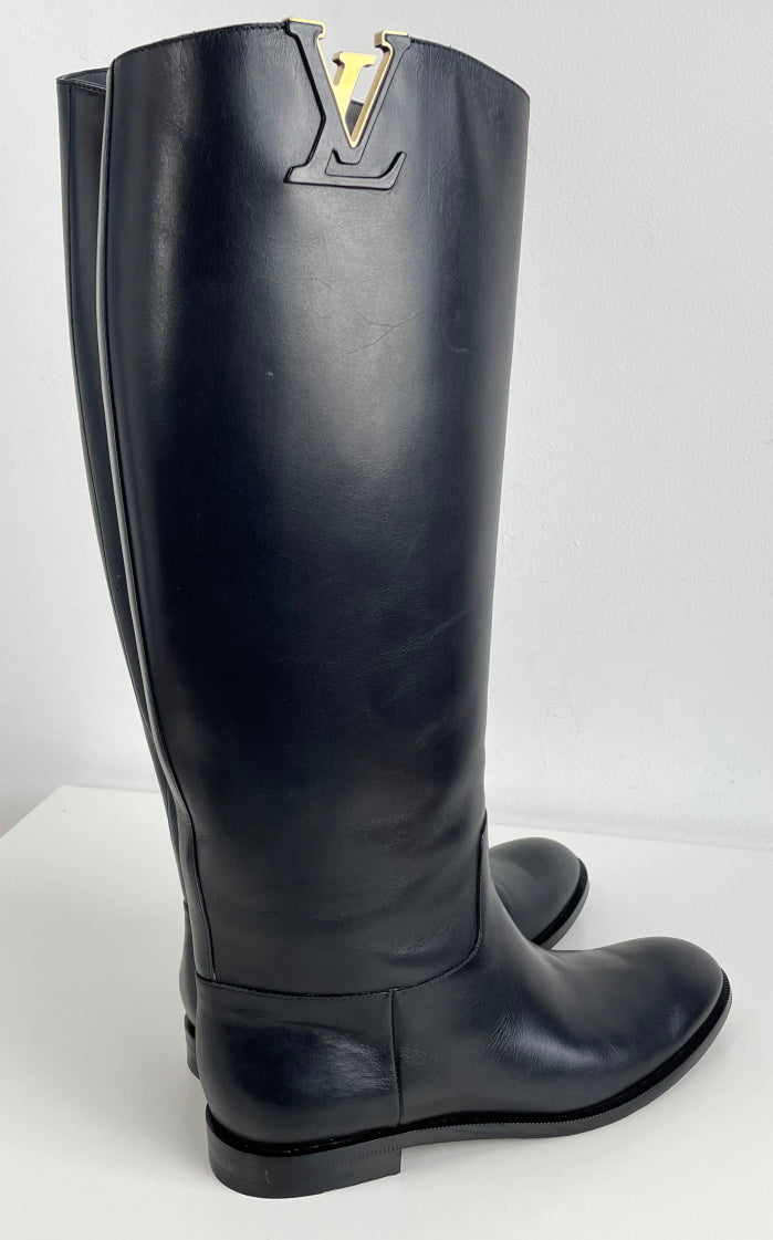 Héritage leather boots Louis Vuitton Black size 38 EU in Leather