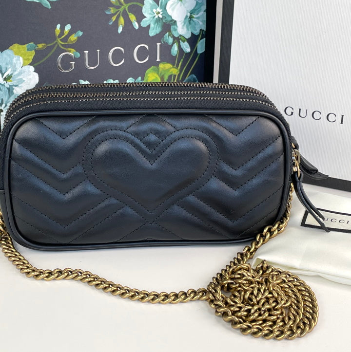 Gucci // Black GG Marmont Mini Chain Bag – VSP Consignment