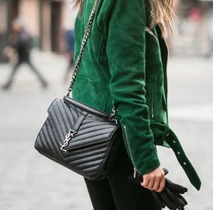 Saint Laurent college medium chain matelasse bag