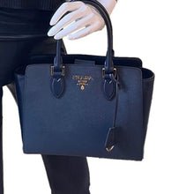 Load image into Gallery viewer, Prada saffiano and calfskin tote with strap