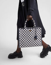 Load image into Gallery viewer, Prada Symbole jacquard tote navy/ white