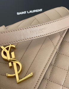 Saint Laurent YSL small envelope bag dark beige