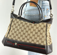 Load image into Gallery viewer, Gucci GG Mayfair convertible web stripe tote