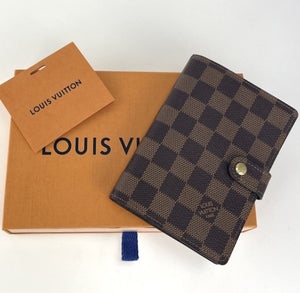 Louis Vuitton small ring agenda cover in damier ebene