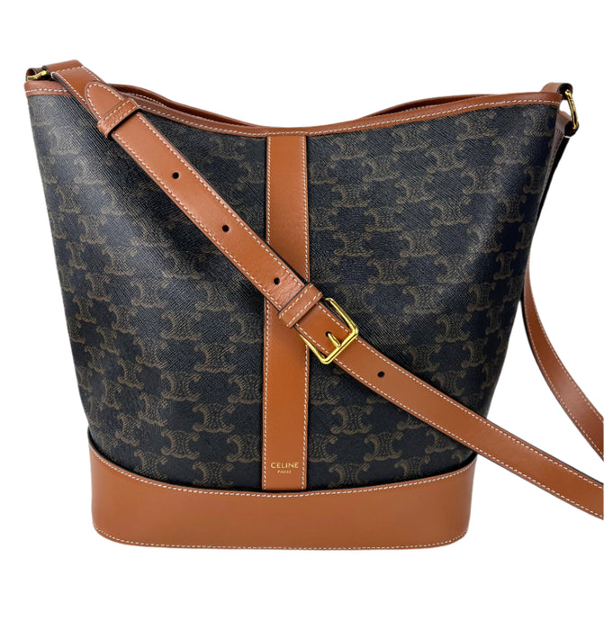 Celine medium bucket bag in triomphe canvas