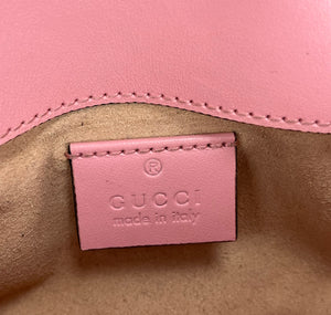 Gucci calfskin matelasse super mini GG marmont shoulder bag wild rose