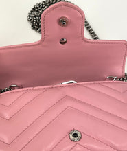 Load image into Gallery viewer, Gucci calfskin matelasse super mini GG marmont shoulder bag wild rose