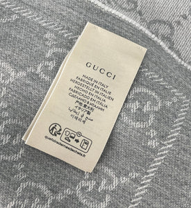 Gucci GG jacquard knitted scarf silver grey