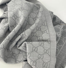 Load image into Gallery viewer, Gucci GG jacquard knitted scarf silver grey