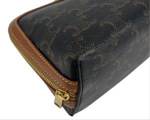 Celine clutch on chain in triomphe canvas and lambskin