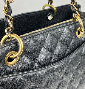 CHANEL GST grand shopping tote in black caviar