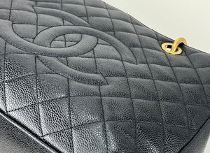 CHANEL GST grand shopping tote in black caviar