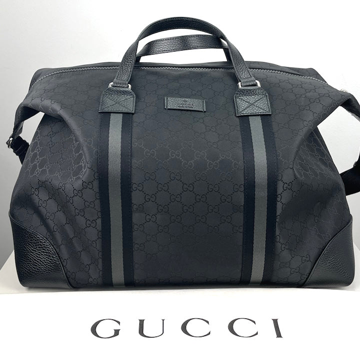 Gucci GG Joy black nylon duffle weekend bag with strap