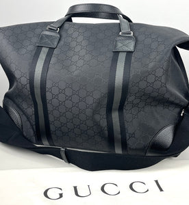 Gucci GG Joy black nylon duffle weekend bag with strap