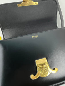 Celine triomphe teen in black shiny calf