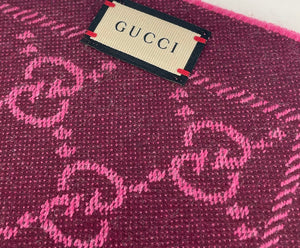 Gucci GG jacquard knitted scarf burgundy/ dark pink