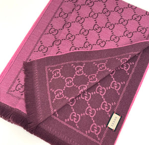 Gucci GG jacquard knitted scarf burgundy/ dark pink