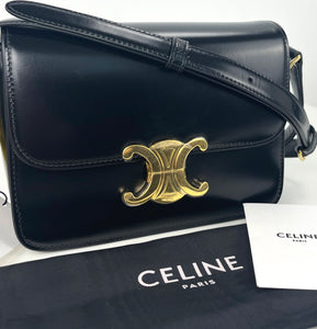 Celine triomphe teen in black shiny calf