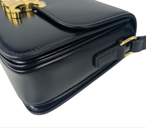 Celine triomphe teen in black shiny calf