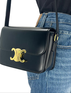 Celine triomphe teen in black shiny calf