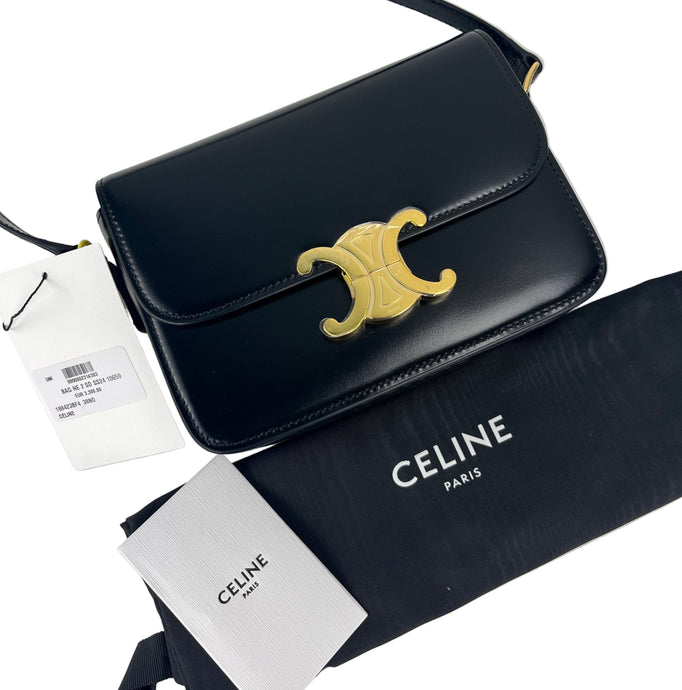 Celine triomphe teen in black shiny calf