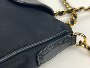 Prada black mini chain nylon and saffiano bag