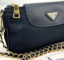 Load image into Gallery viewer, Prada black mini chain nylon and saffiano bag