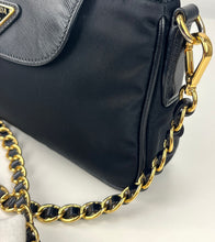 Load image into Gallery viewer, Prada black mini chain nylon and saffiano bag