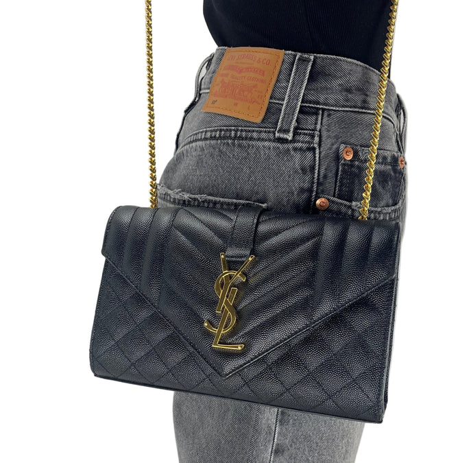 Saint Laurent YSL small envelope bag black