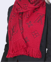 Load image into Gallery viewer, Louis Vuitton logomania scarf in red ruby
