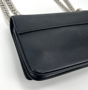 Prada sliding chain saffiano and soft leather shoulder bag