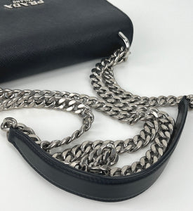 Prada sliding chain saffiano and soft leather shoulder bag