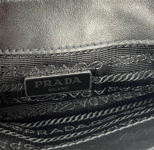 Prada sliding chain saffiano and soft leather shoulder bag