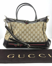 Load image into Gallery viewer, Gucci GG Mayfair convertible web stripe tote