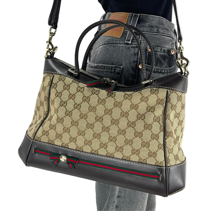 Gucci GG Mayfair convertible web stripe tote