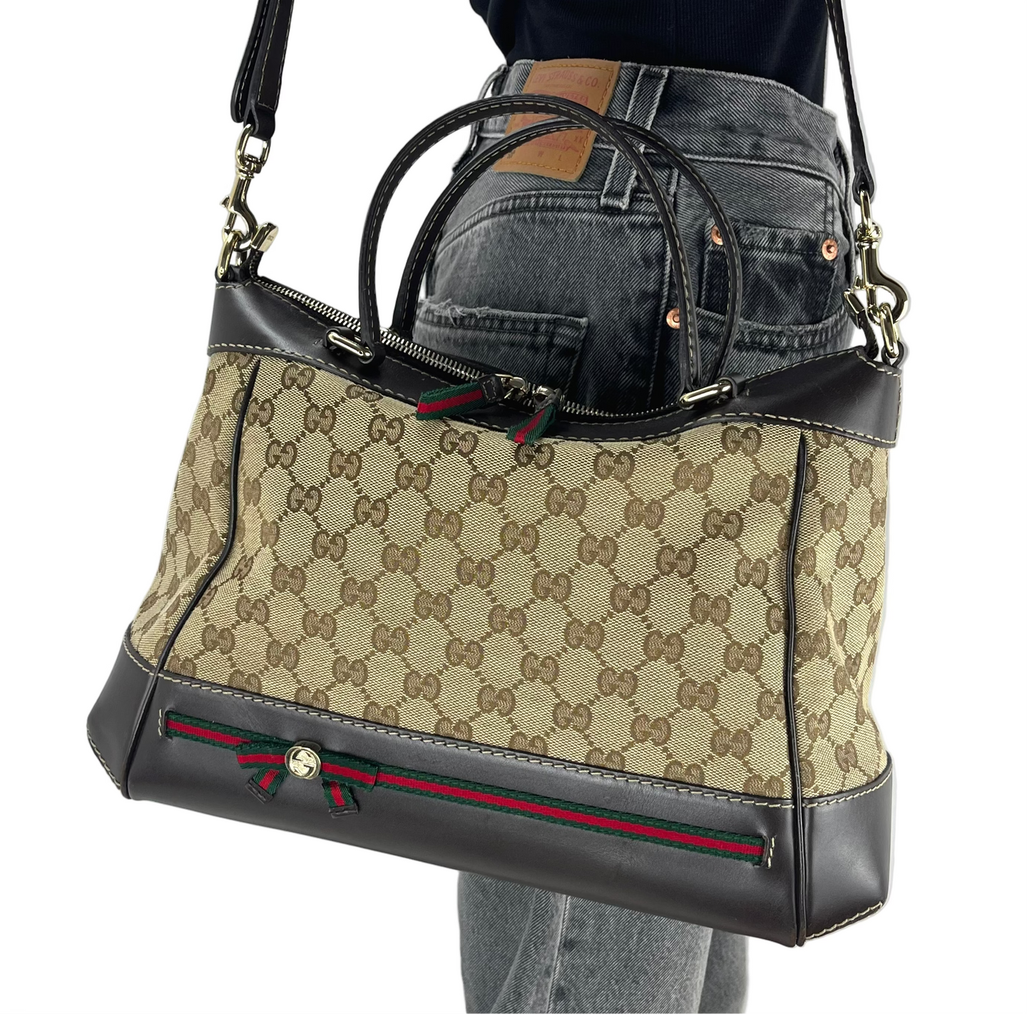 Gucci GG Mayfair convertible web stripe tote