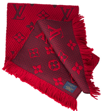 Load image into Gallery viewer, Louis Vuitton logomania scarf in red ruby