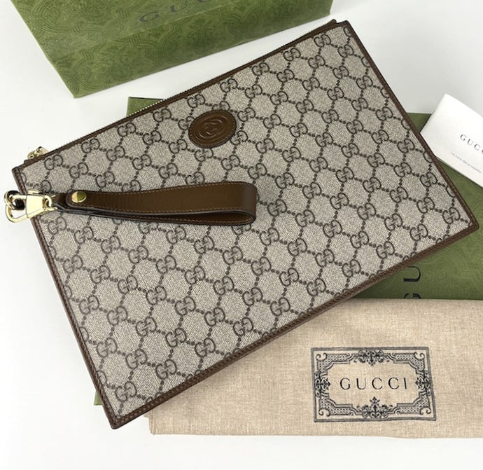 Gucci interlocking G jacquard zipped wristlet pouch