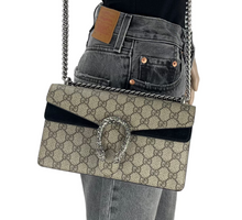 Load image into Gallery viewer, Gucci dionysus small embellished GG canvas and suede shoulder bag