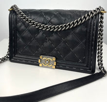 Load image into Gallery viewer, Chanel Boy New Medium quilted grey stitching